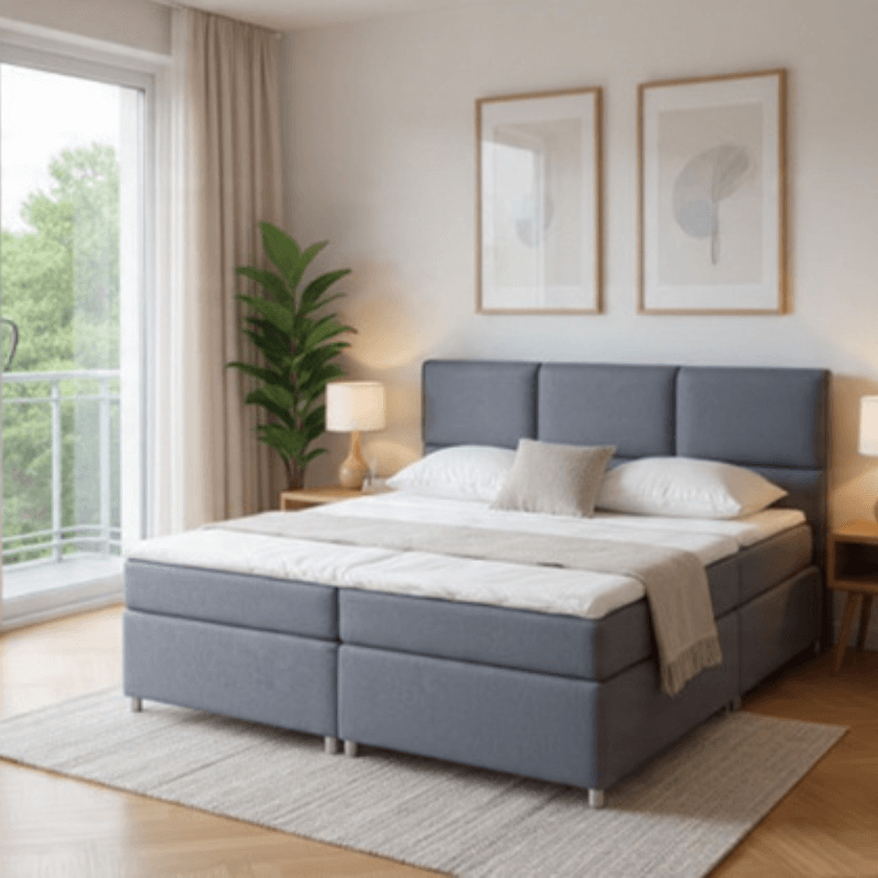 Łóżko LINEA Grey 160x200cm – kontynentalne łóżko, które porządkuje sypialnię