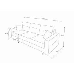 Sofa rozkładana NOYA - turkusowa wygoda